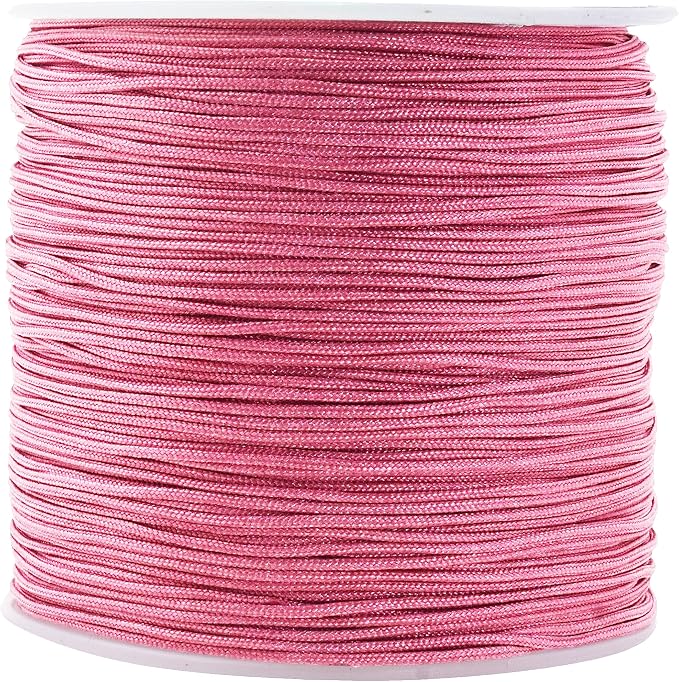 Mandala Crafts 1mm Mauve Rattail Nylon Satin Cord for Jewelry Making