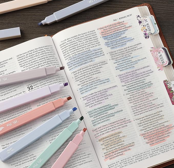 Mr. Pen- Aesthetic Highlighters, 16 pcs, Chisel Tip, Morandi Colors, No Bleed Bible Highlighter Pastel, Assorted Colors, Cute (Pack of 2)
