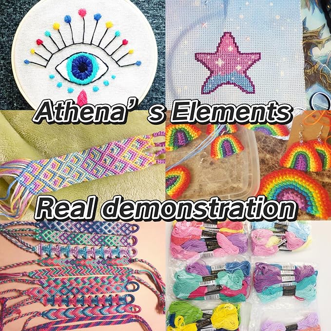 Athena’s Elements Embroidery Floss | Rainbow Thread for Embroidery, Cross Stitch Thread, Crafting Arts Embroidery Strings Bulk with Needles Plus White and Black Floss（447 Colors）