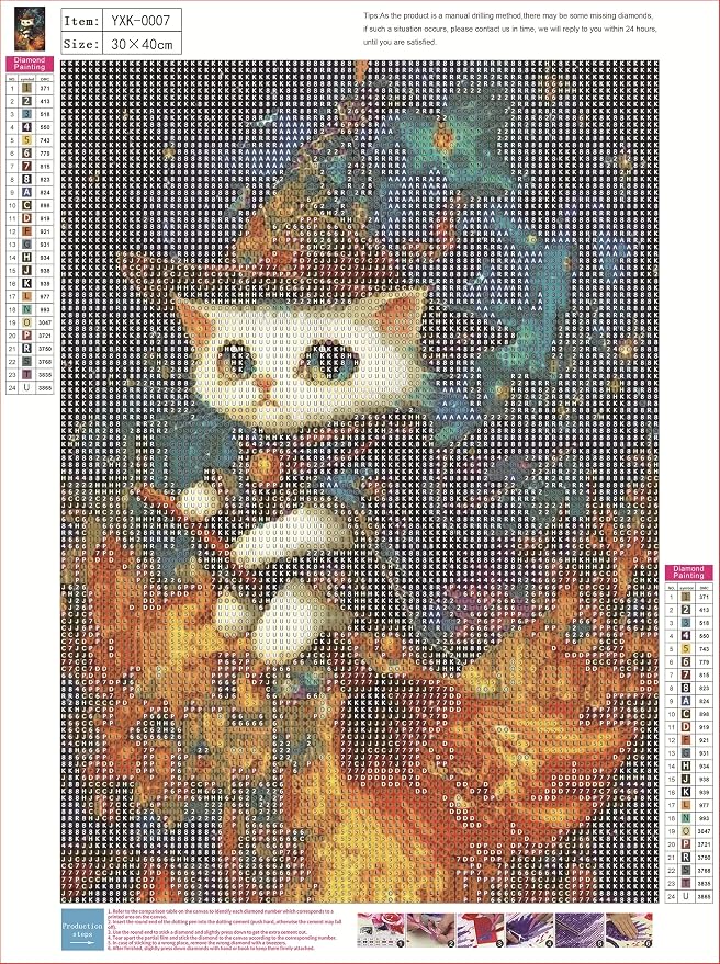 YUXUANKANG Wizard Cat Diamond Painting Kit, DIY Craft Activity, Resin, 12x16 Inch, Fantasy Theme, Adult