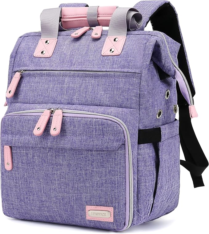 LTINVECK Knitting Bag Backpack,Yarn Storage Organizer Travel Crochet Bag,Large Capacity Tote Bag Yarn Holder Case for Carrying Projects, Knitting Needles, Crochet Hooks,Purple