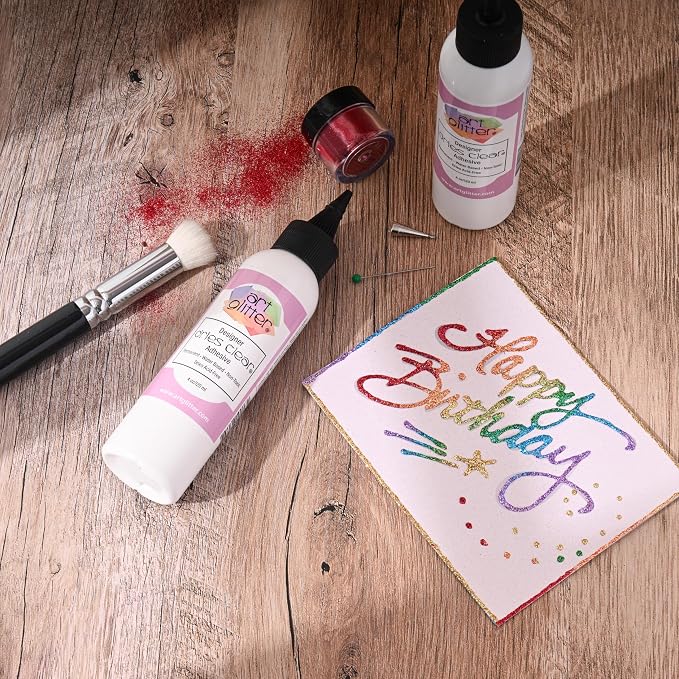 Art Institute Glitter Designer Dries Clear Glue, 4oz with Metal Tip & Pin | Ultra fine steel nozzle, Precision flow for intricate projects, Quick drying bond, Still allows time to adjust materials