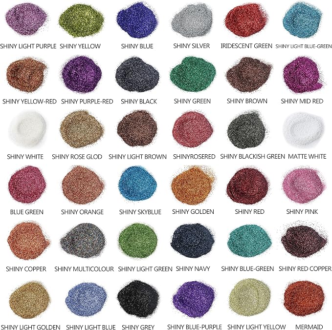 Mica Powder, 108 Colors (10g), Pigment for Epoxy Resin, Soap, Bath Bomb | Complies with ASTM D-4236| 36 Original Colors and 36 Pastel Colors and 36 Fine Glitter Powder