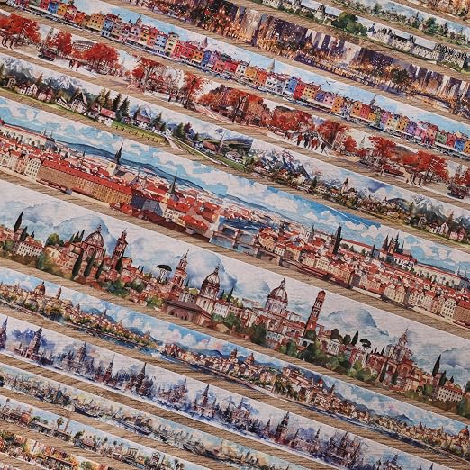 32 Rolls Vintage Washi Tape Set, European Cityscapes with Architectures & Scenery, Writable Decorative Tapes for Scrapbooking, Junk Journal Bullet Journal Supplies 8-50mm Wide, Artistic Adhesive Tape