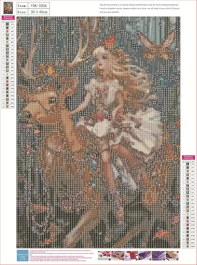 YUXUANKANG Fantasy Forest Fairy Riding Deer Diamond Painting Kit, Anime Girl with Flowers and Butterflies 12x16 inch