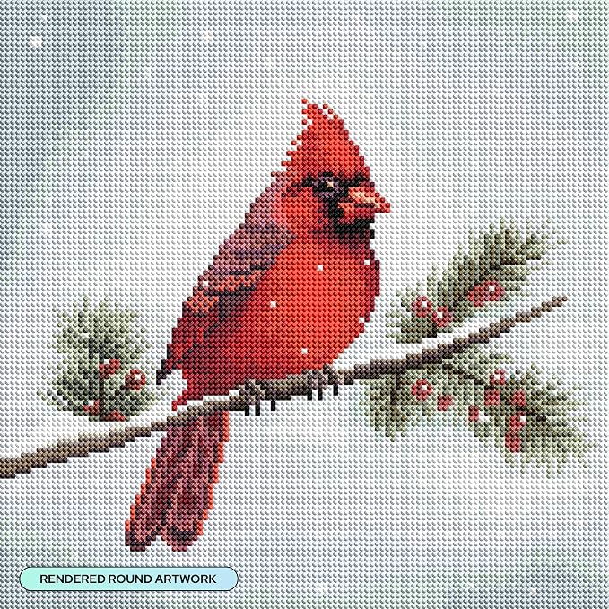 DIAMOND ART CLUB Winter Cardinal Diamond Art Kits for Adults