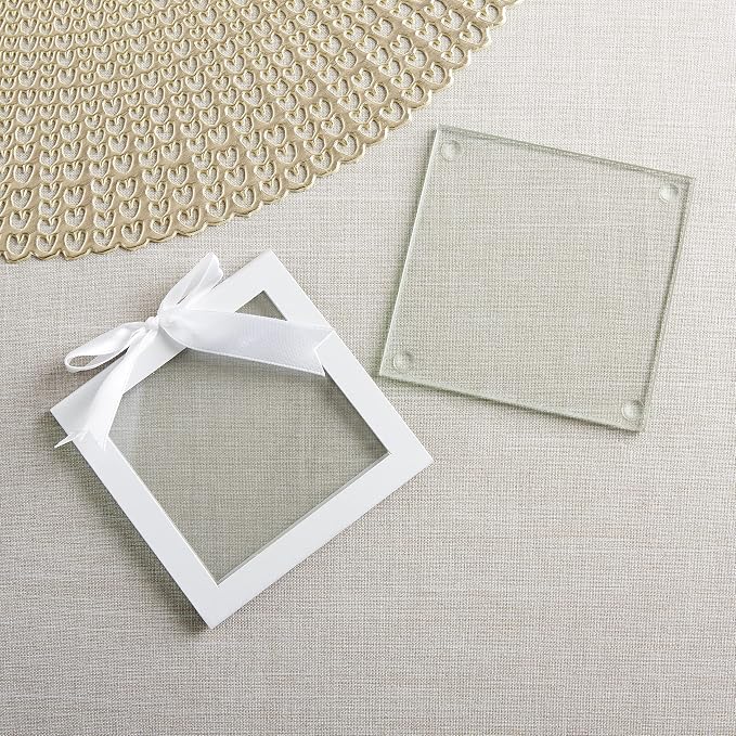 Kate Aspen Clear Glass Drink Coasters Set of 48 - DIY Sublimation Blanks for Drink Coasters, Wedding Favors, Home Décor, Bridal Shower Gifts, Fall Decorations, Bar Coasters, and Party Craft Supplies