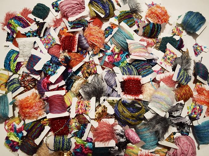 300 Yards 30 Colors Fiber for Embellishments Novelty Yarn Grab Bag for Scrapbooking, Knit/Crochet, Felting, Jewelry Making