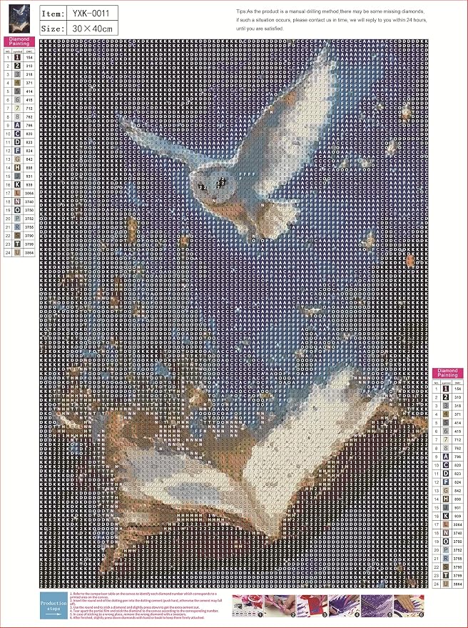 YUXUANKANG Diamond Painting Kit, Owl and Magic Book Fantasy Scene, 12x16 Inch, Resin Drills, DIY Craft Activity for Adults