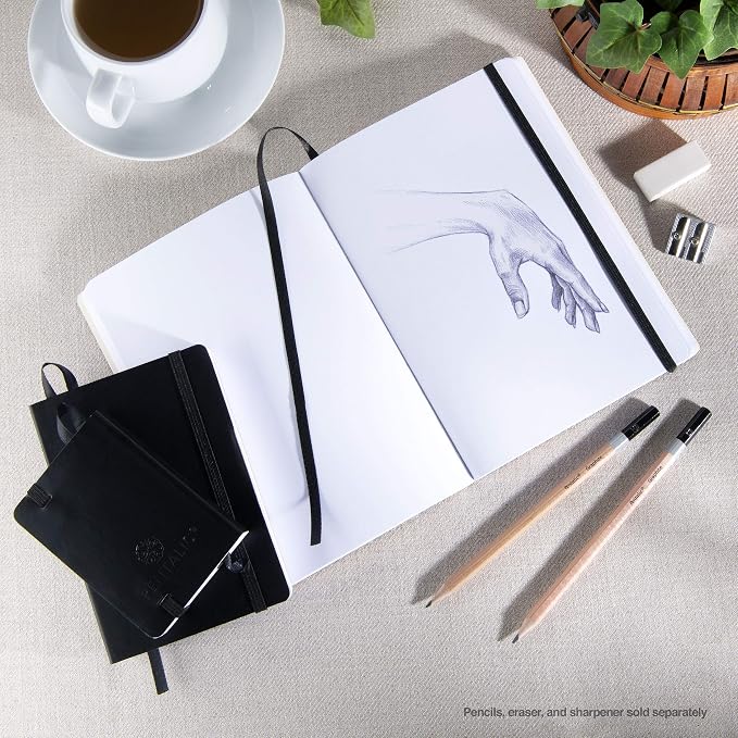 Pentalic 3" x 4" Pocket Sketchbook Traveler Journal, 160 Pages, Black
