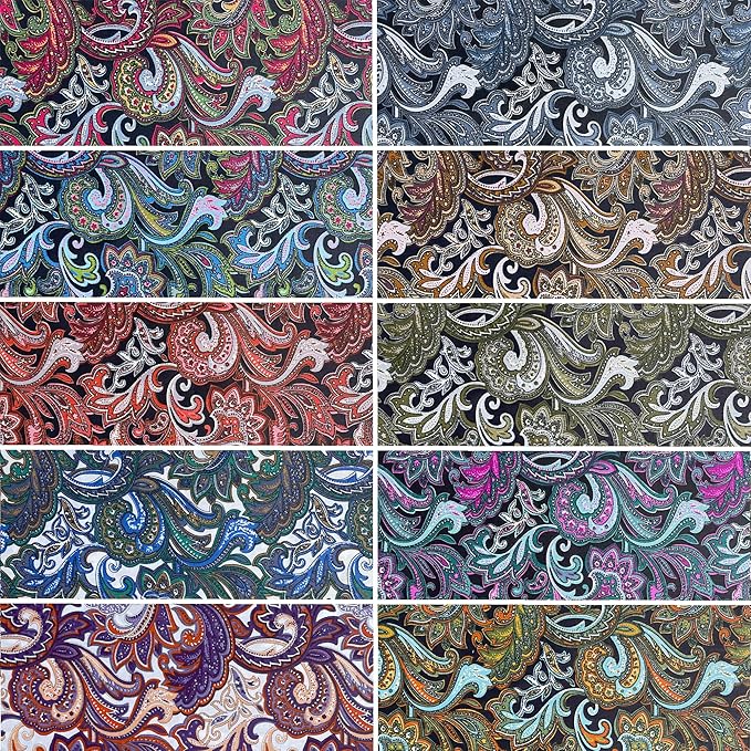 5" 50pcs Cotton Fabric Squares for Sewing Quilting Supplies- Dark Paisley