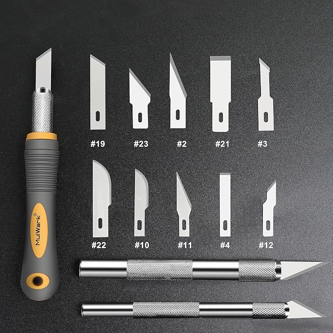 MulWark 136-Piece Precision Hobby Knife Set with Blade Storage Magnetic Handle - Portable Exacto Knife for Modeling & Crafting, Includes Chiseling, Stencil Edge & Fine Point Blades, 120#11 Blades