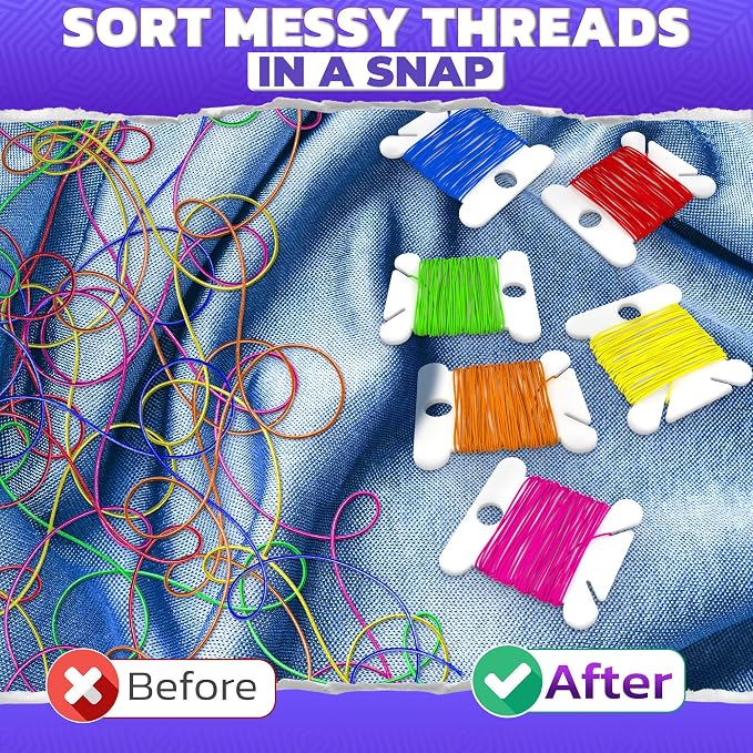360 Pcs Embroidery Floss Bobbins, 1.5" x 1.4", Durable Plastic (White)