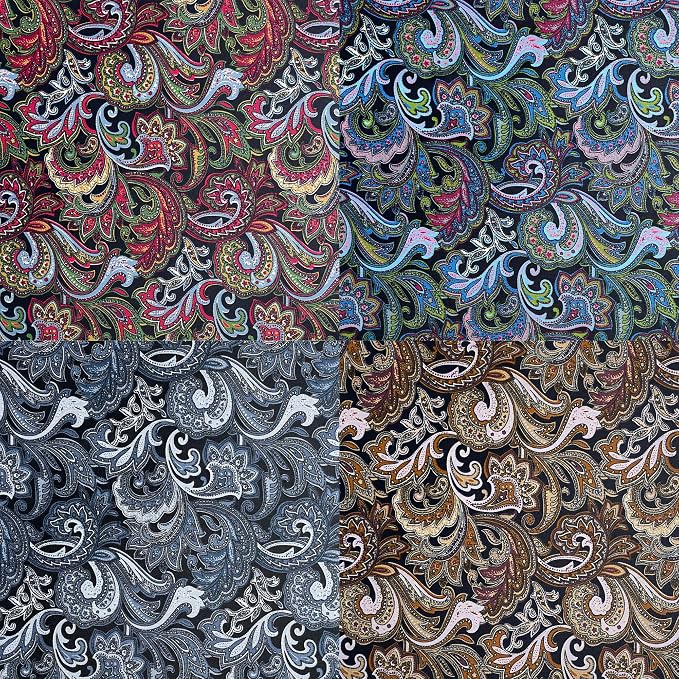 5" 50pcs Cotton Fabric Squares for Sewing Quilting Supplies- Dark Paisley